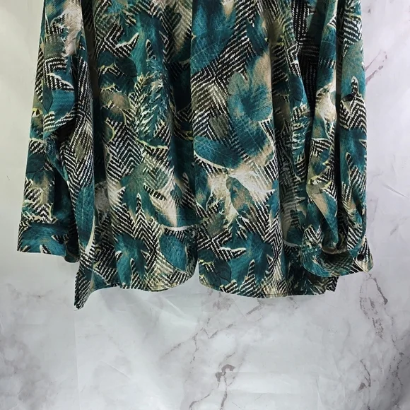 Catherines Shirt Womens 3X 26W 28W Green Blouse Button Up Long Sleeve Top - Picture 7 of 10